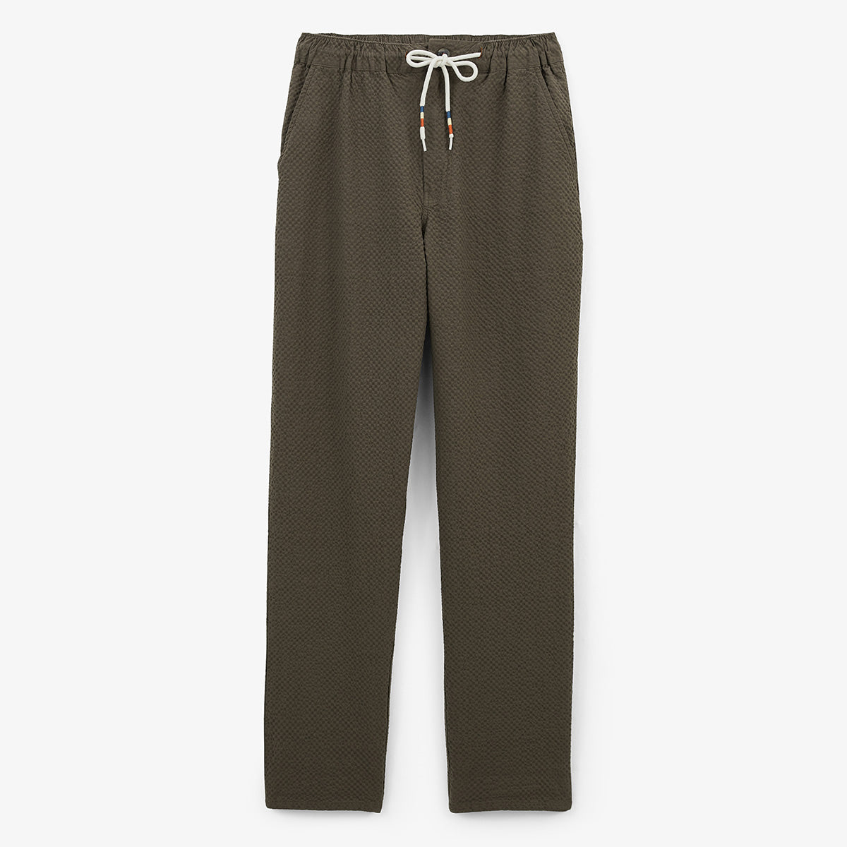 Pantalón 556 de lino y algodón con cintura elástica en verde arcilla  HOMBRE SERGE BLANCO