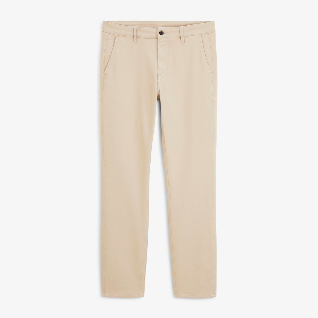 Pantalon 702 en coton stretch beige, vue de face.