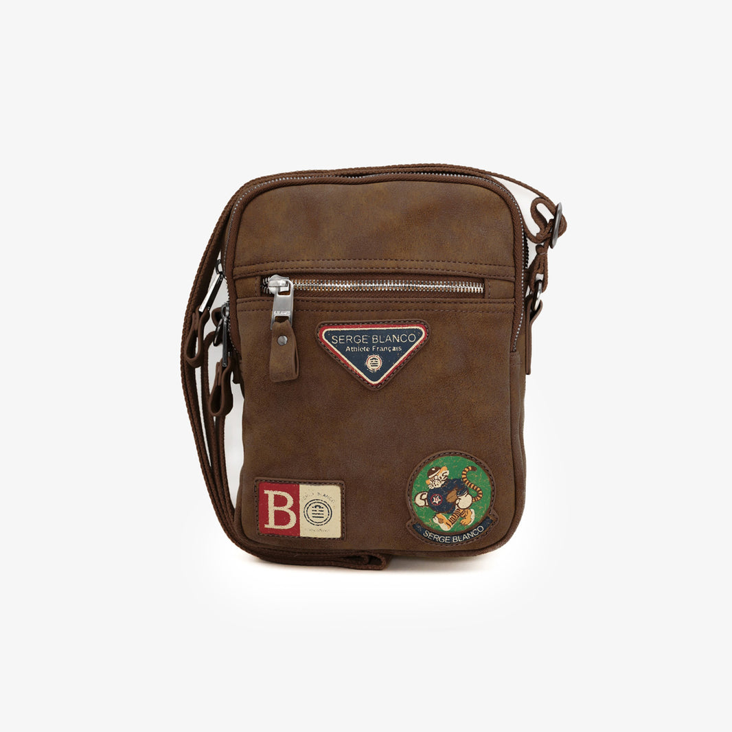 Small brown French Goal shoulder bag by SERGE BLANCO