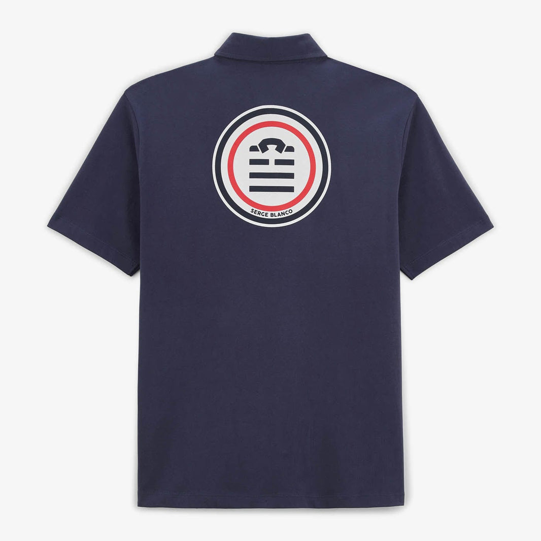 Rugbypolo met korte mouwen Lyes van katoenen jersey, nachtblauw, heren SERGE BLANCO