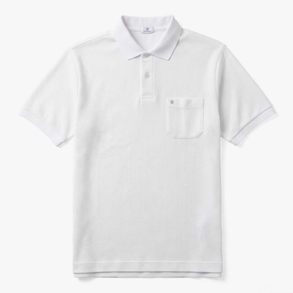 Polo Manches Courtes en Coton Gaufré Blanc Homme SERGE BLANCO