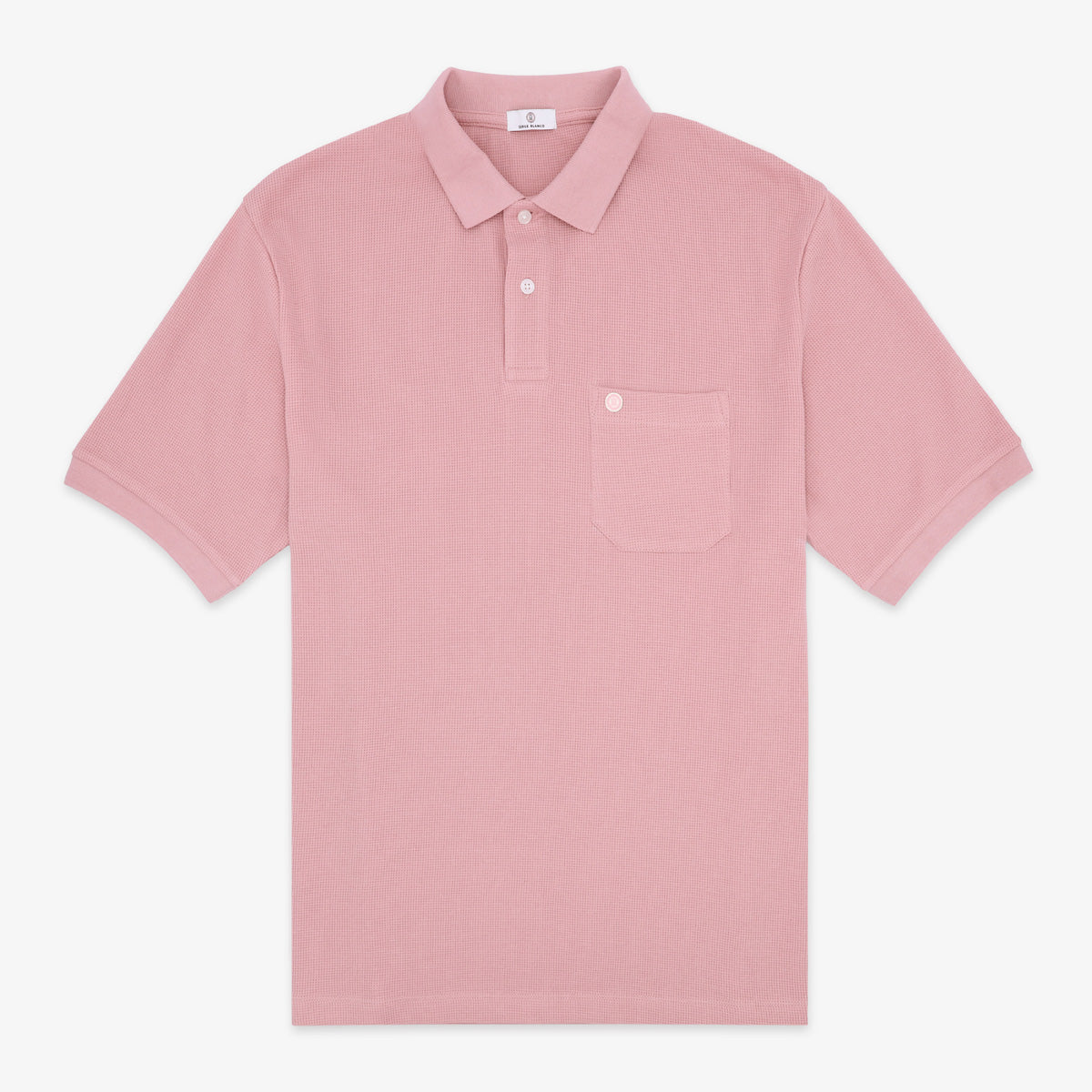 Polo Manches Courtes en Coton Gaufré Rose Homme SERGE BLANCO