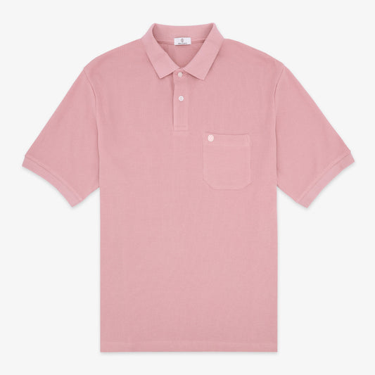 Polo Manches Courtes en Coton Gaufré Rose Homme SERGE BLANCO