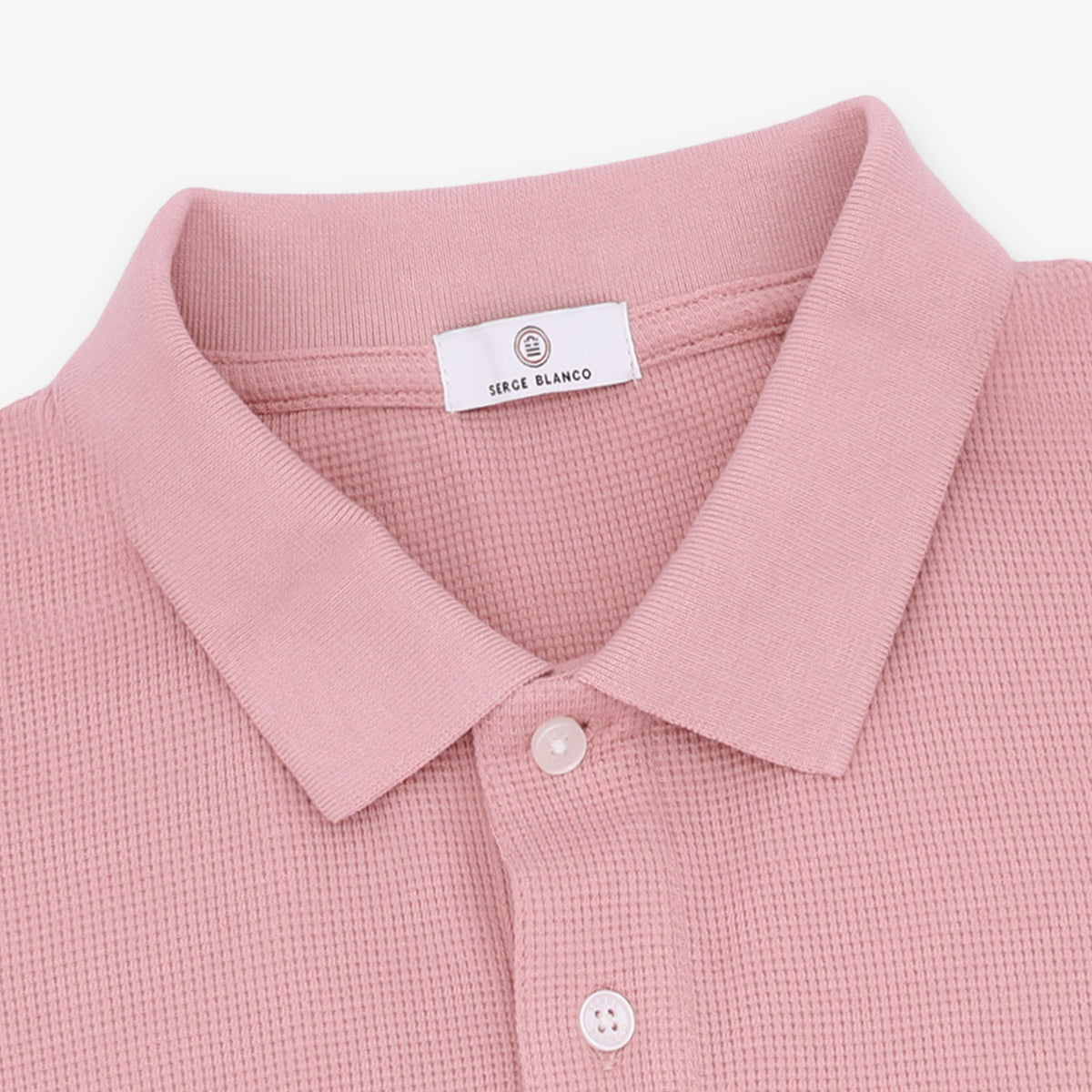 Polo Manches Courtes en Coton Gaufré Rose Homme SERGE BLANCO