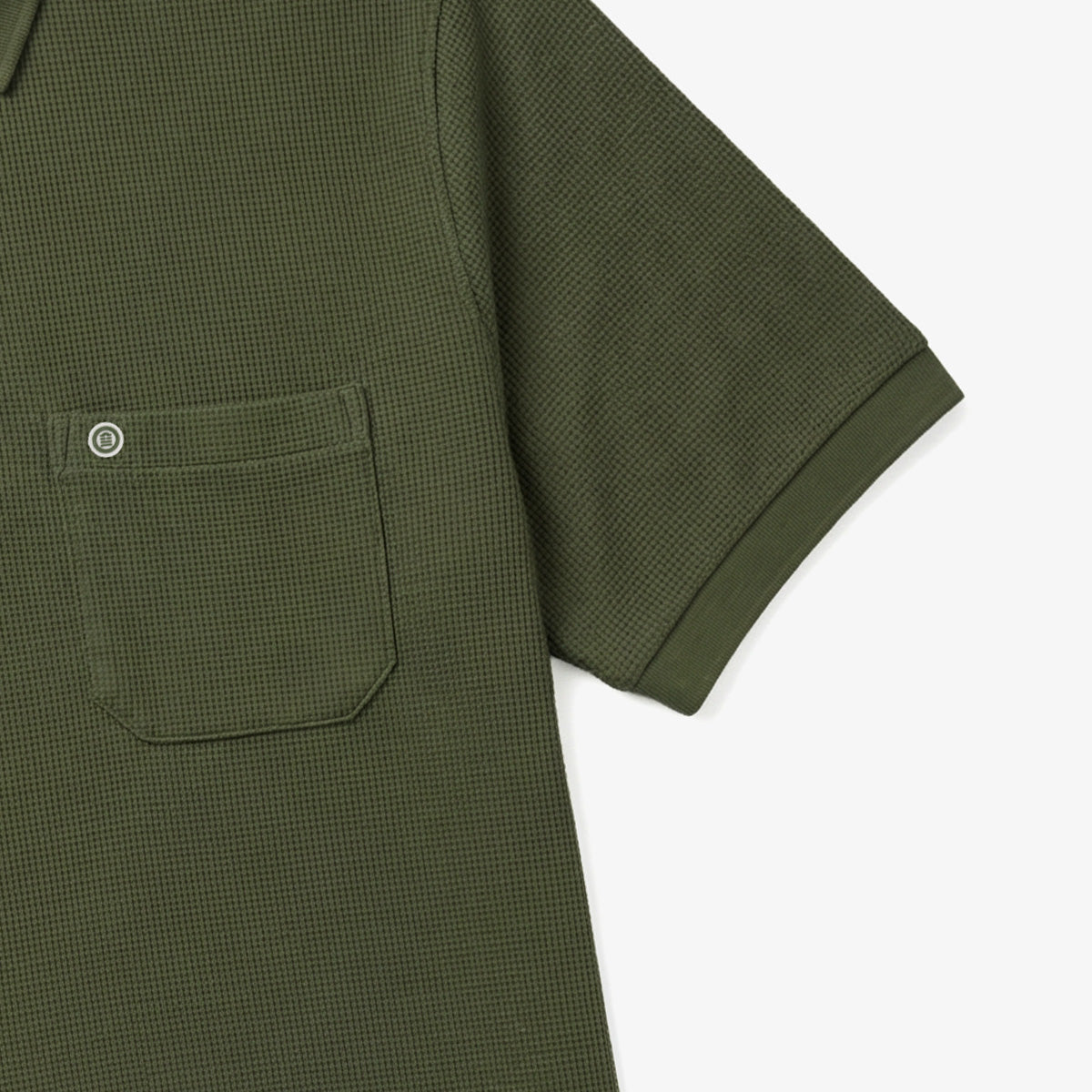 Polo Manches Courtes en Coton Gaufré Vert Army Homme SERGE BLANCO