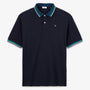 Polo manches courtes en coton maille piquee bleu nuit avec details bicolores  HOMME SERGE BLANCO