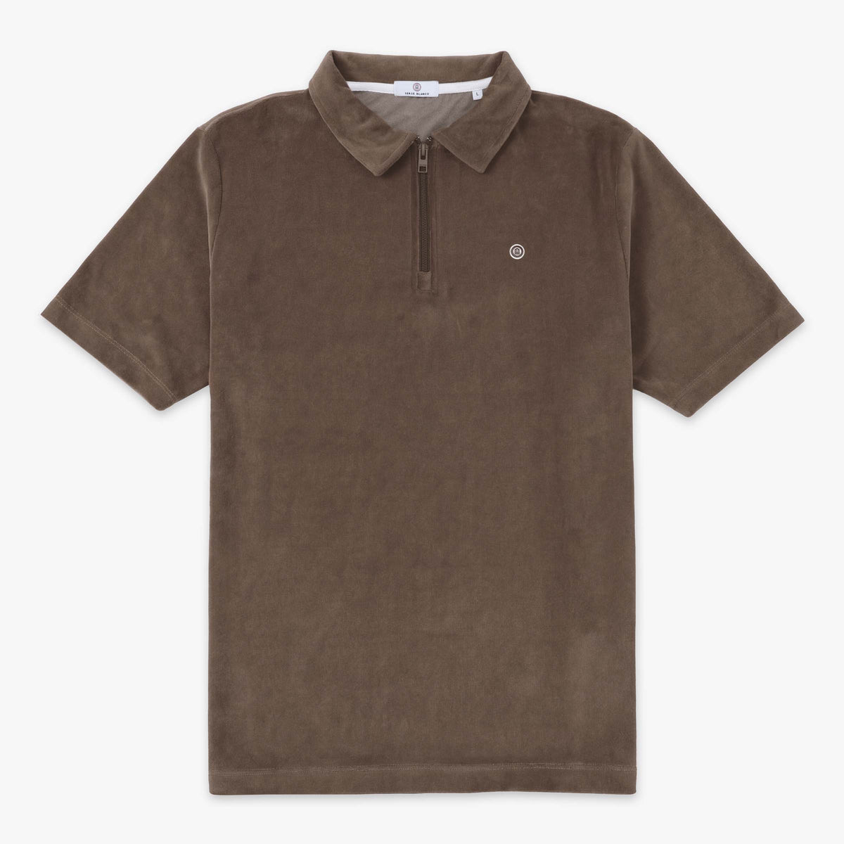Men's Short-Sleeve Terry Cloth Polo Shirt with Zippered Collar in Clay by SERGE BLANCO