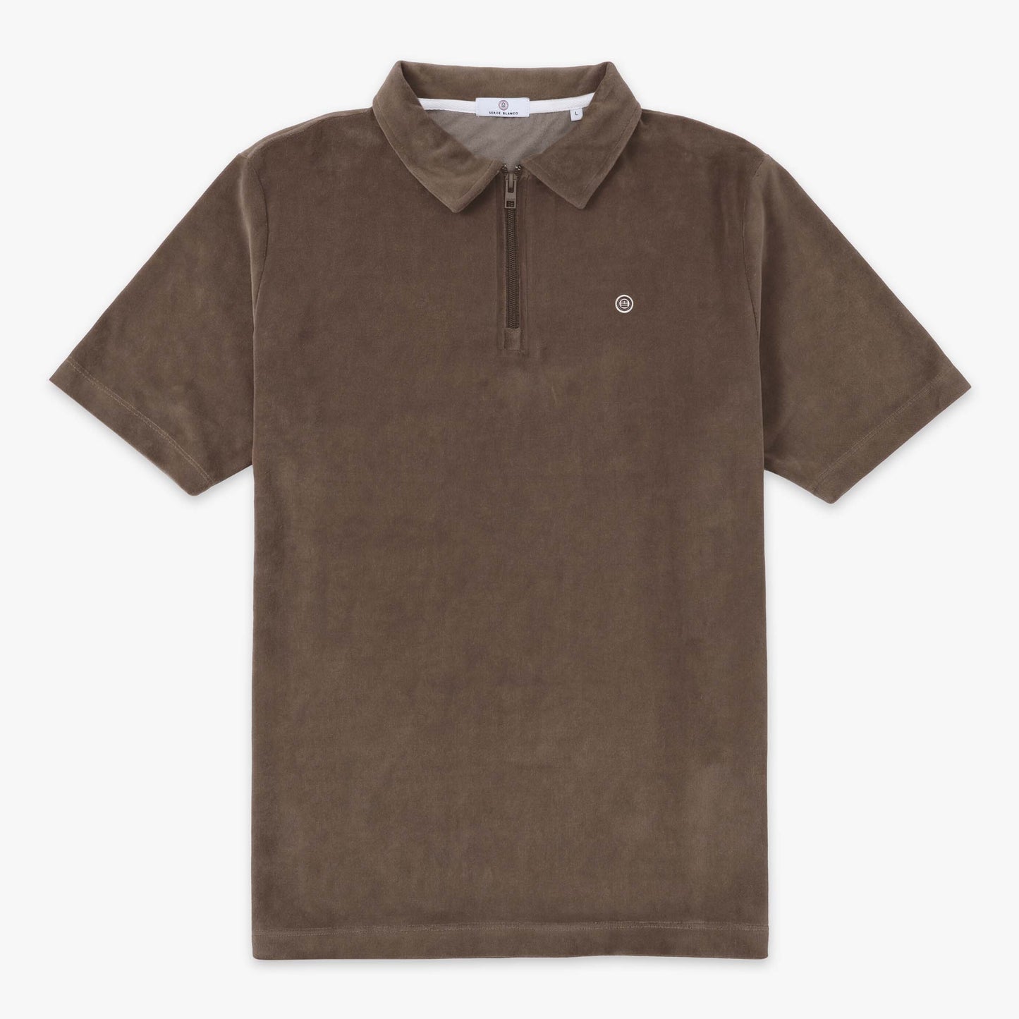 Men's Short-Sleeve Terry Cloth Polo Shirt with Zippered Collar in Clay by SERGE BLANCO