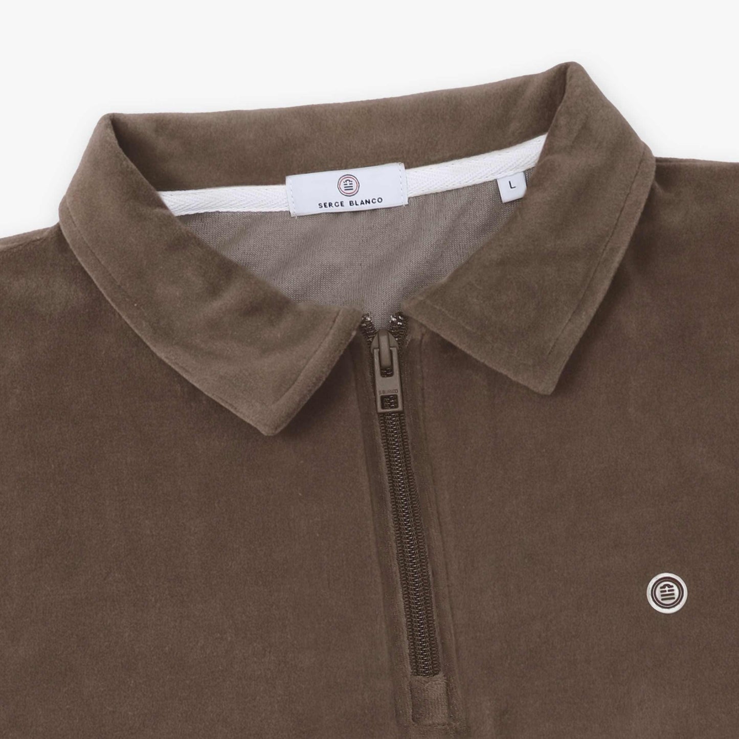 Men's Short-Sleeve Terry Cloth Polo Shirt with Zippered Collar in Clay by SERGE BLANCO