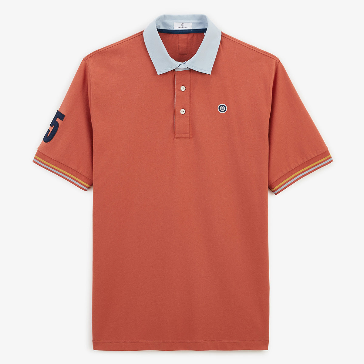 Short-sleeved polo shirt in rust orange 15% cotton jersey MEN'S SERGE BLANCO