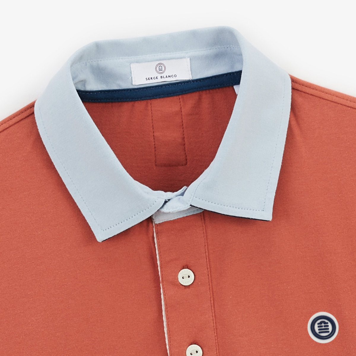 Short-sleeved polo shirt in rust orange 15% cotton jersey MEN'S SERGE BLANCO