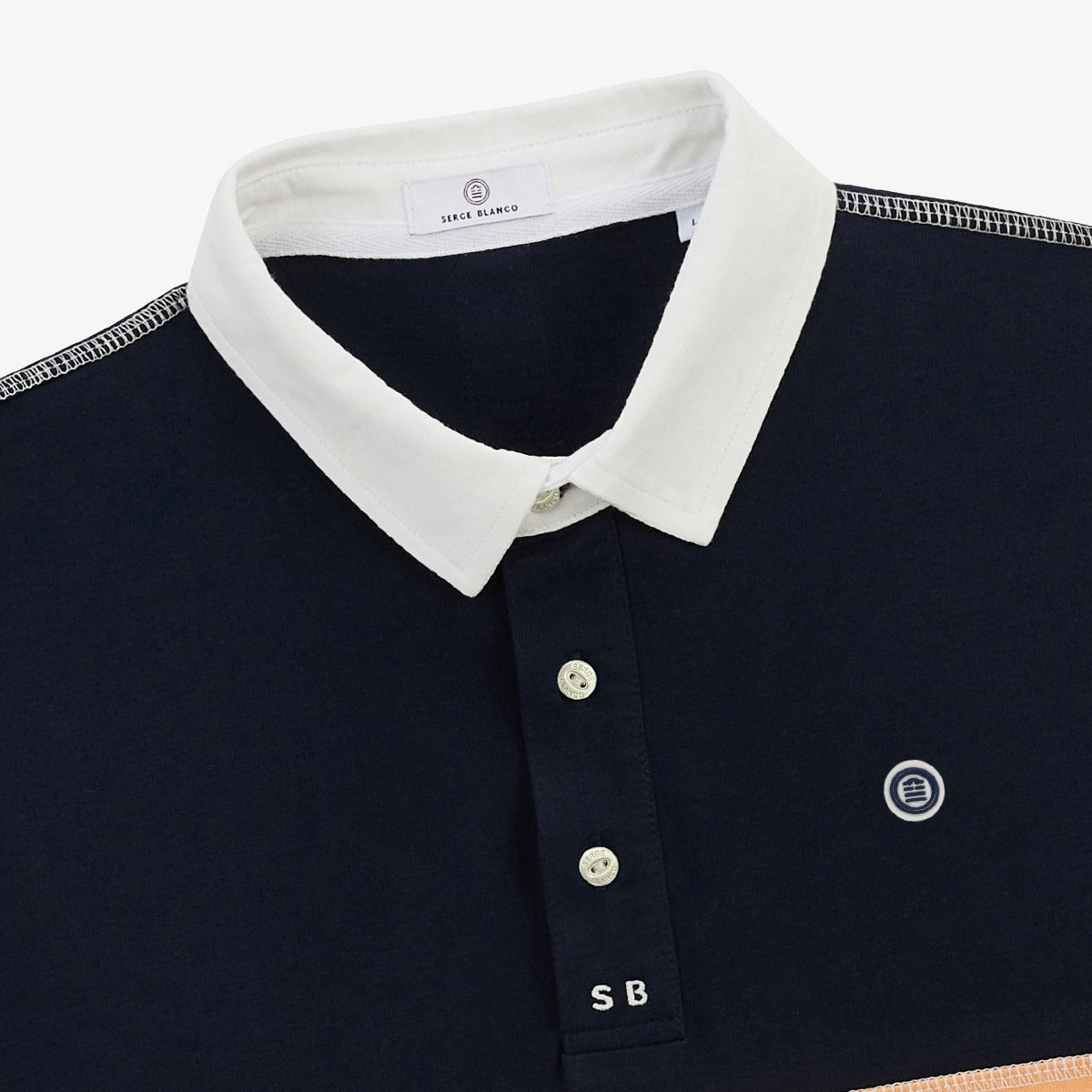 Polo a maniche corte in jersey di cotone con cuciture overlock blu navy UOMO SERGE BLANCO