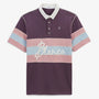 Men's short-sleeve cotton jersey polo shirt with overlock stitching in purple by SERGE BLANCO