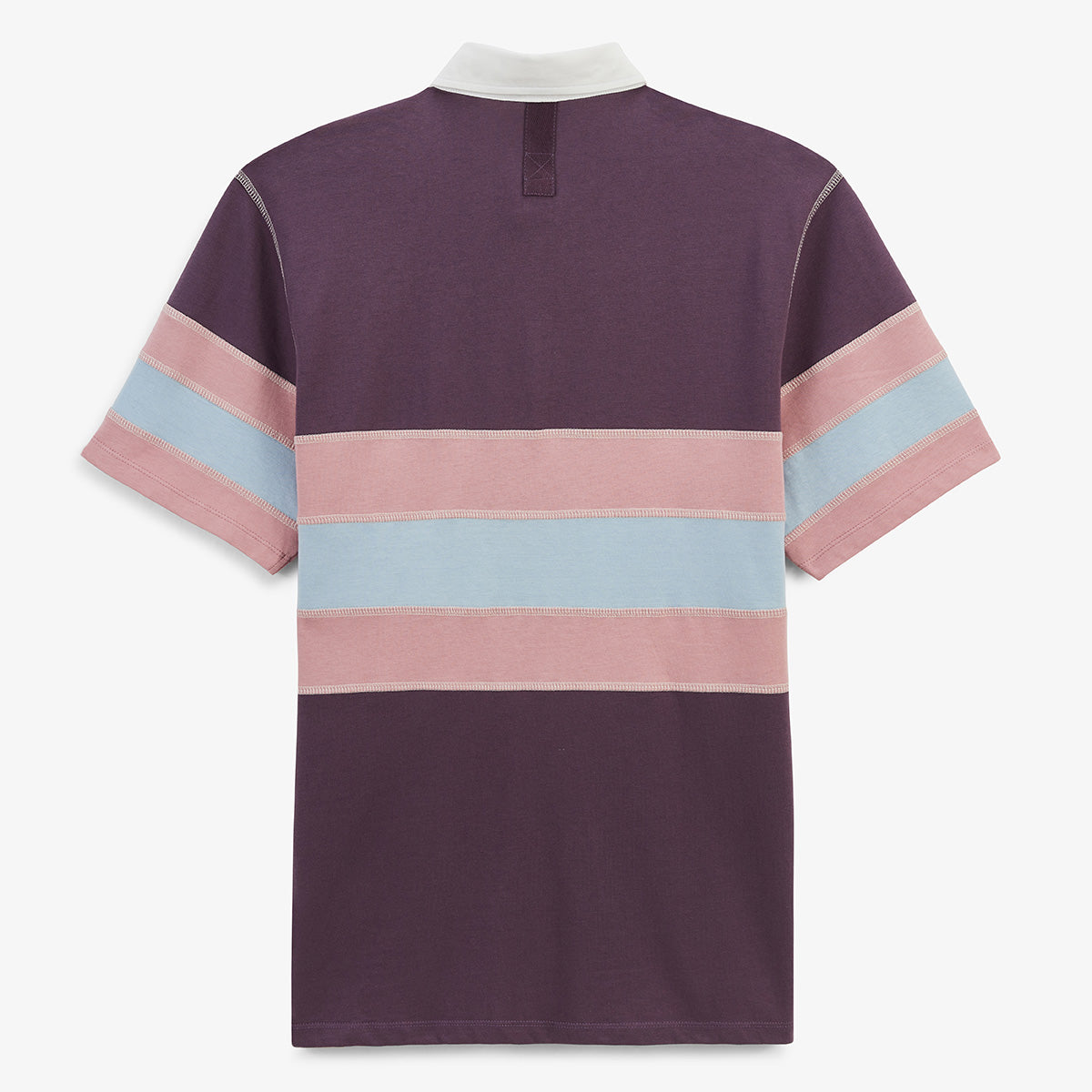 Men's short-sleeve cotton jersey polo shirt with overlock stitching in purple by SERGE BLANCO