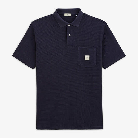 Polo Manches Courtes Logan Gaufrette Bleu Foncé Poche Poitrine Homme SERGE BLANCO