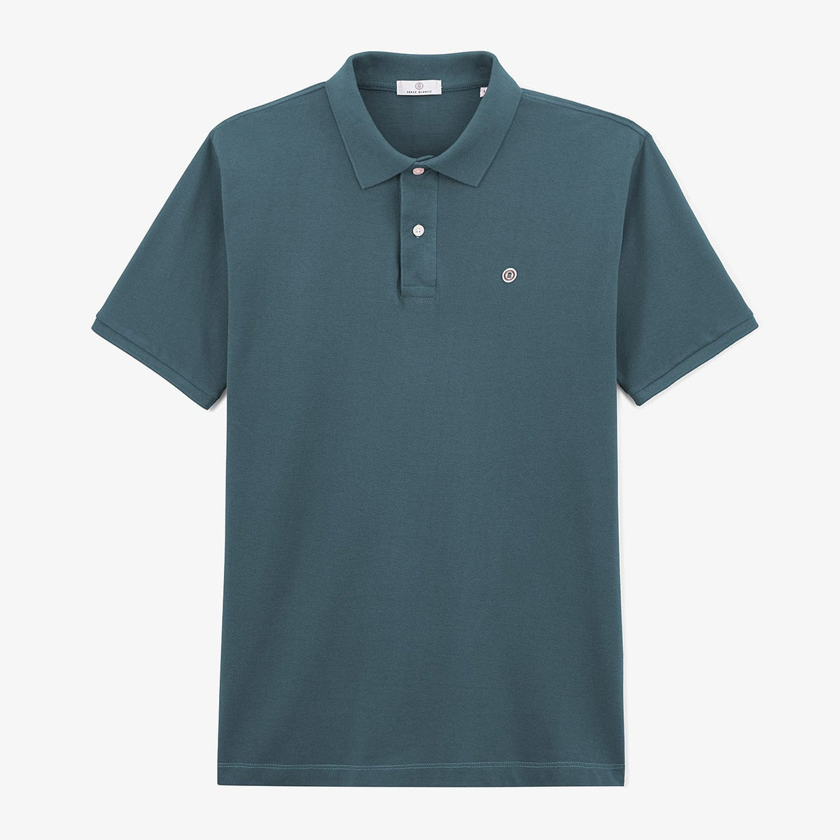 Polo Manches Courtes Piqué Lucas En Coton Bleu Denim Homme SERGE BLANCO