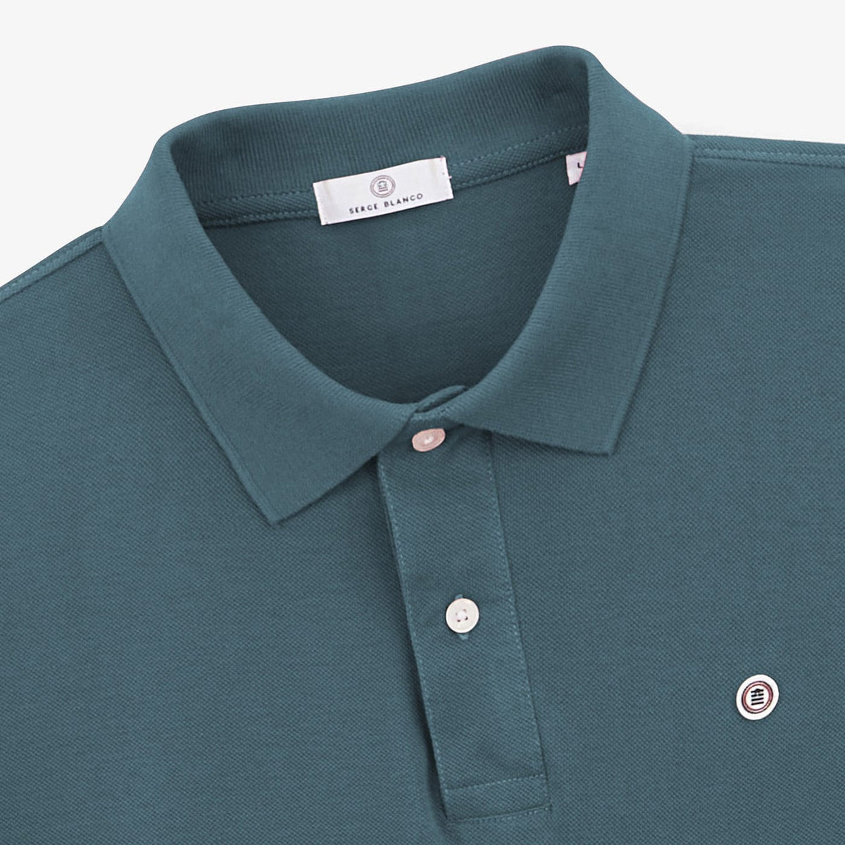 Polo Manches Courtes Piqué Lucas En Coton Bleu Denim Homme SERGE BLANCO