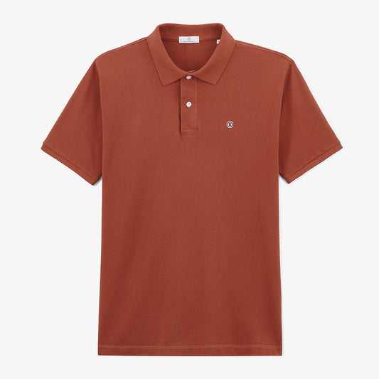 Polo Manches Courtes Piqué Lucas En Coton Orange Rouille Coupe Ample Homme SERGE BLANCO