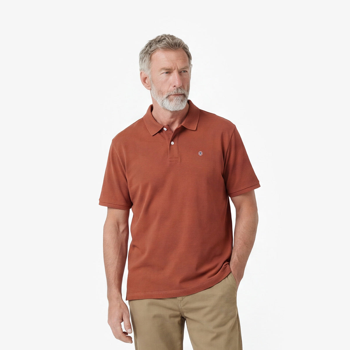 Polo Manches Courtes Piqué Lucas En Coton Orange Rouille Coupe Ample Homme SERGE BLANCO