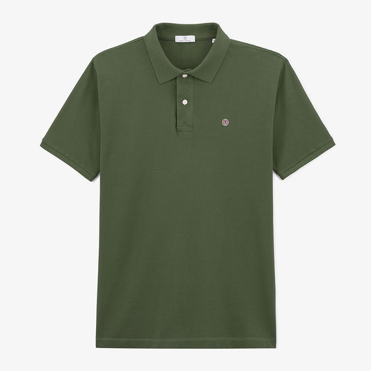 Polo Manches Courtes Piqué Lucas En Coton Vert Army Coupe Ample Homme SERGE BLANCO