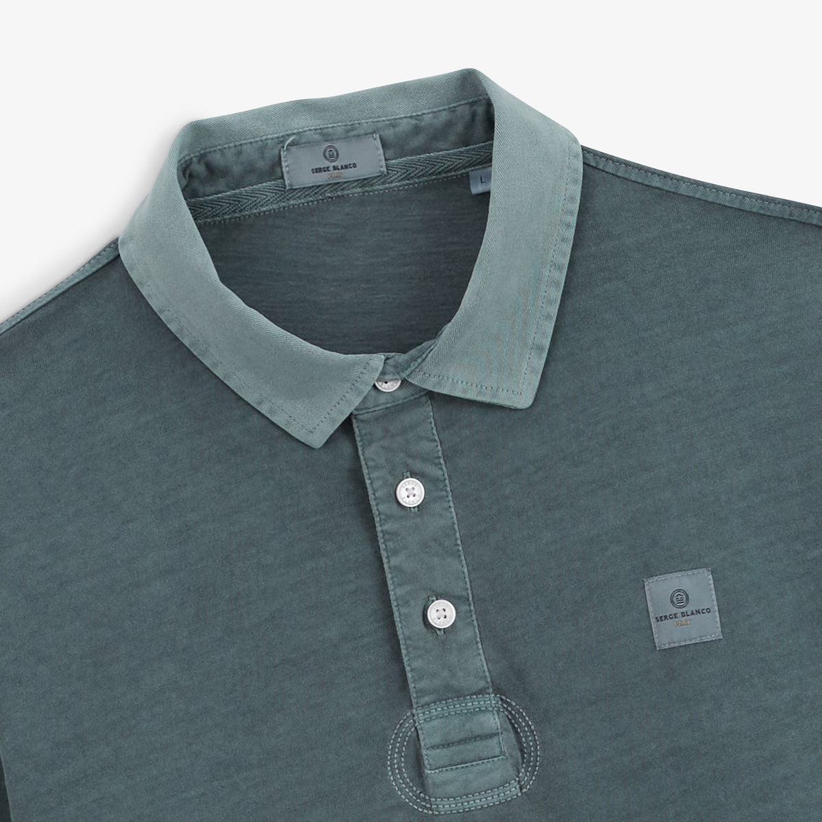 Polo Manches Longues Léon En Jersey Bleu Denim Homme SERGE BLANCO