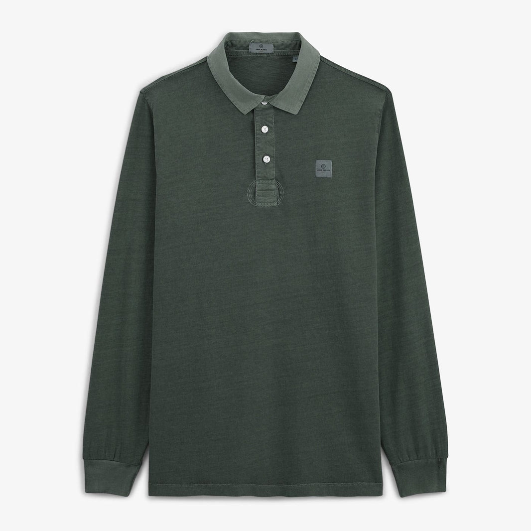 Polo de manga larga «Léon» en jersey gris antracita para hombre de SERGE BLANCO