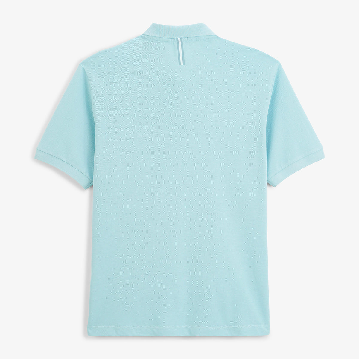 Polo piqué Lucas à manches courtes en coton bleu clair, vue de dos.