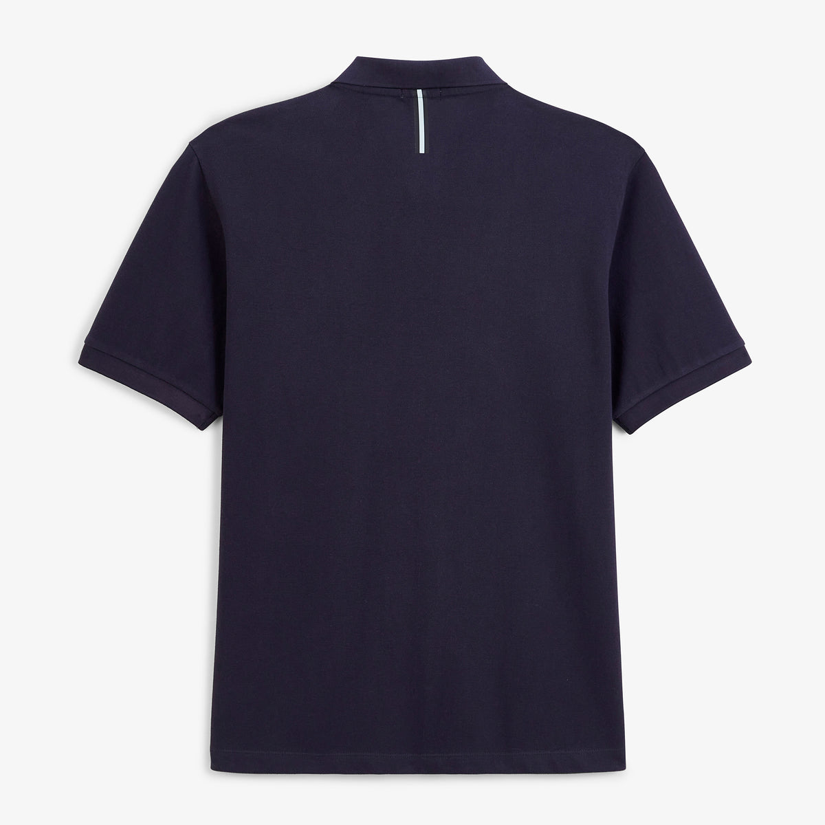 Polo piqué Lucas à manches courtes en coton bleu marine foncé, vue de dos.