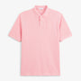 Polo piqué Lucas à manches courtes en coton rose, vue de face.