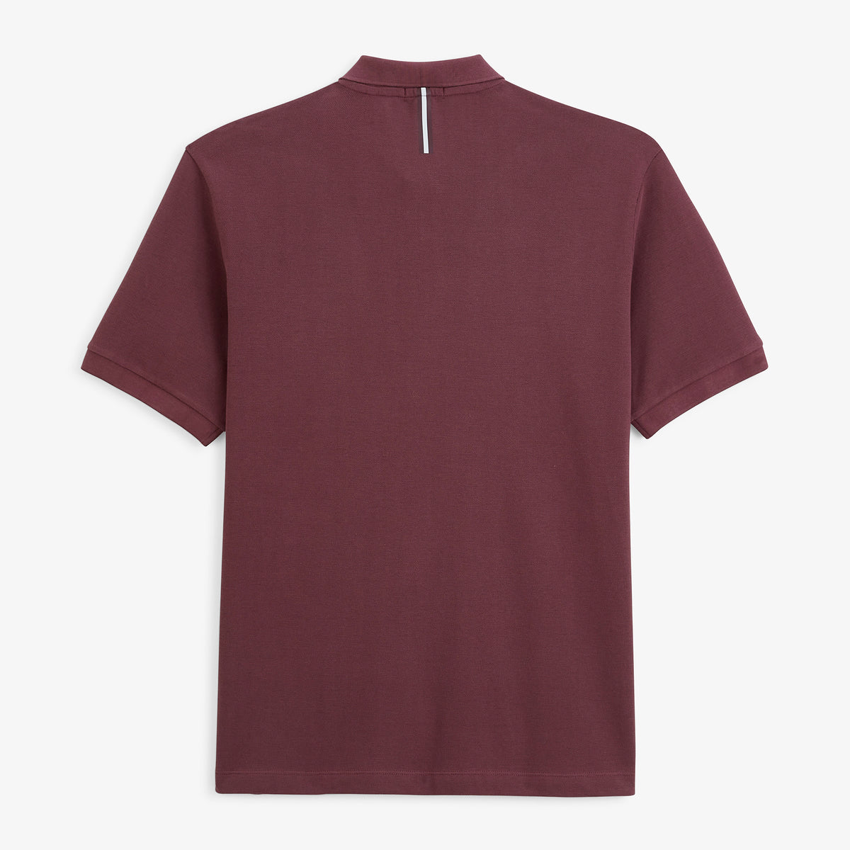 Polo piqué Lucas à manches courtes en coton rouge bordeaux, vue de dos.