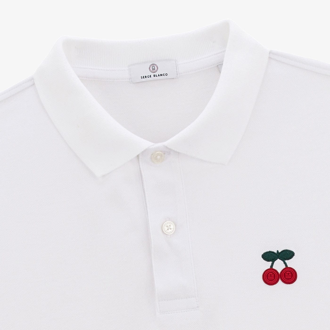 Polo Piqué Manches Courtes London Avec Broderie Cerise Blanc Homme SERGE BLANCO