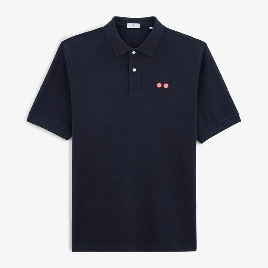 Polo Piqué Manches Courtes Ludwig Avec Broderie Lunette Dark Navy Homme SERGE BLANCO