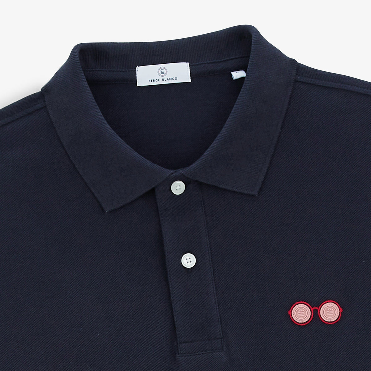 Polo Piqué Manches Courtes Ludwig Avec Broderie Lunette Dark Navy Homme SERGE BLANCO