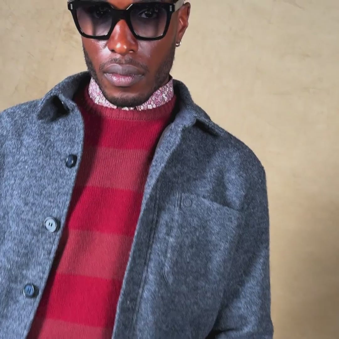 Musa striped merlot red wool crew neck sweater