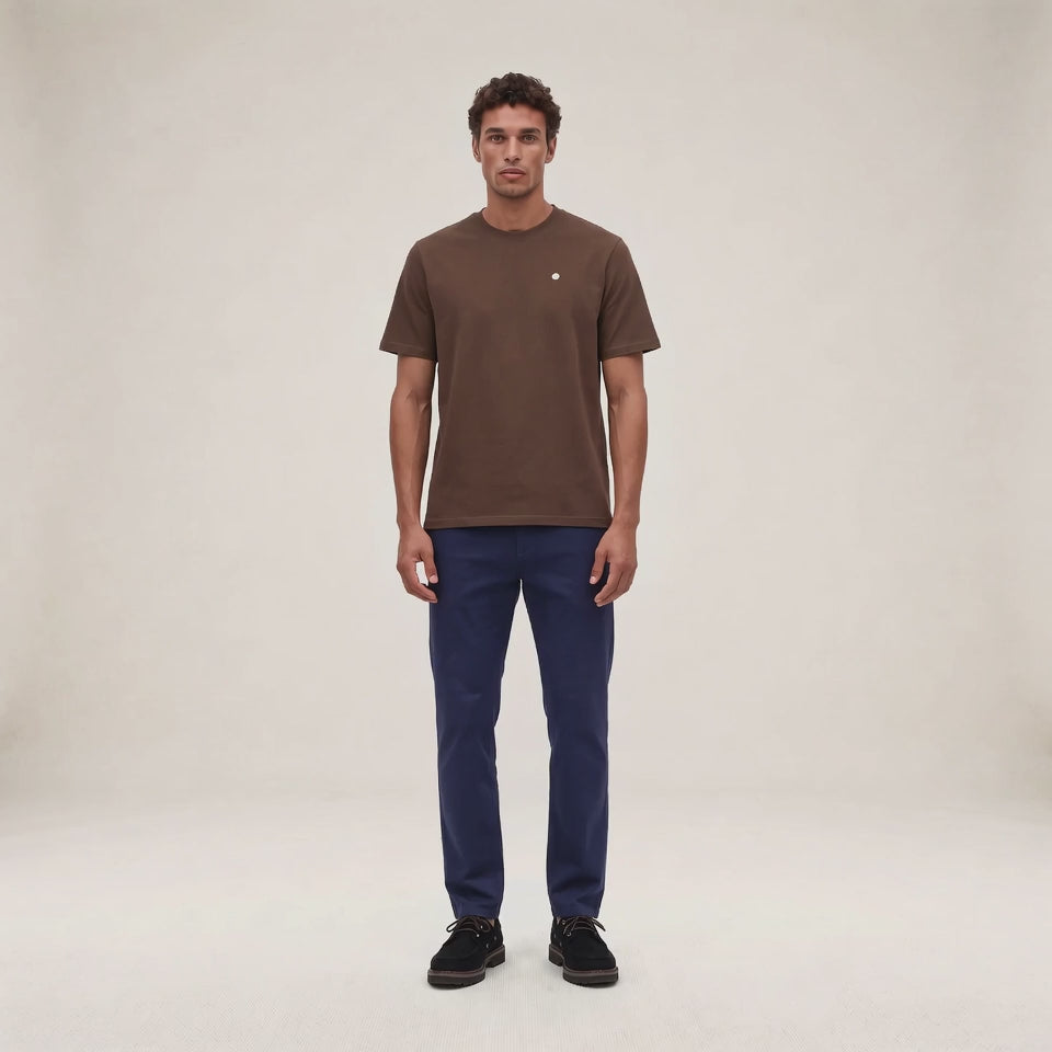 T-shirt manches courtes coton marron SERGE BLANCO Théo