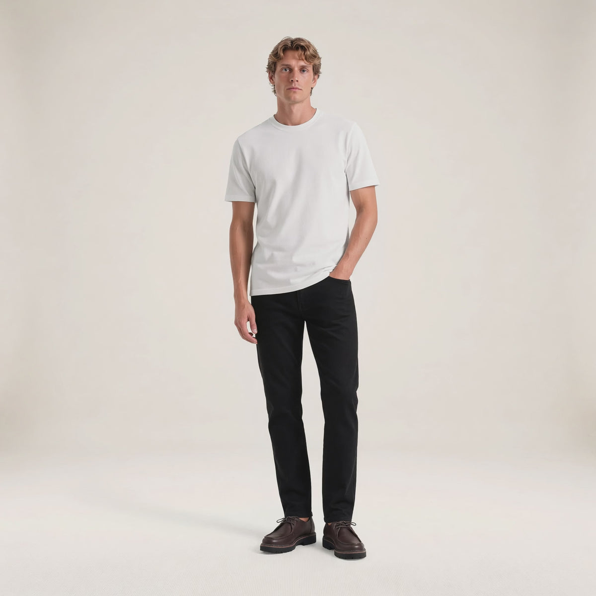 T-shirt manches courtes Théo jersey de coton effet vieilli blanc