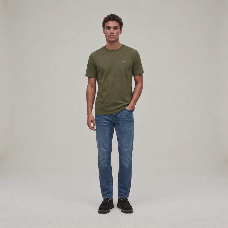 T-shirt manches courtes col rond Théo vert thym