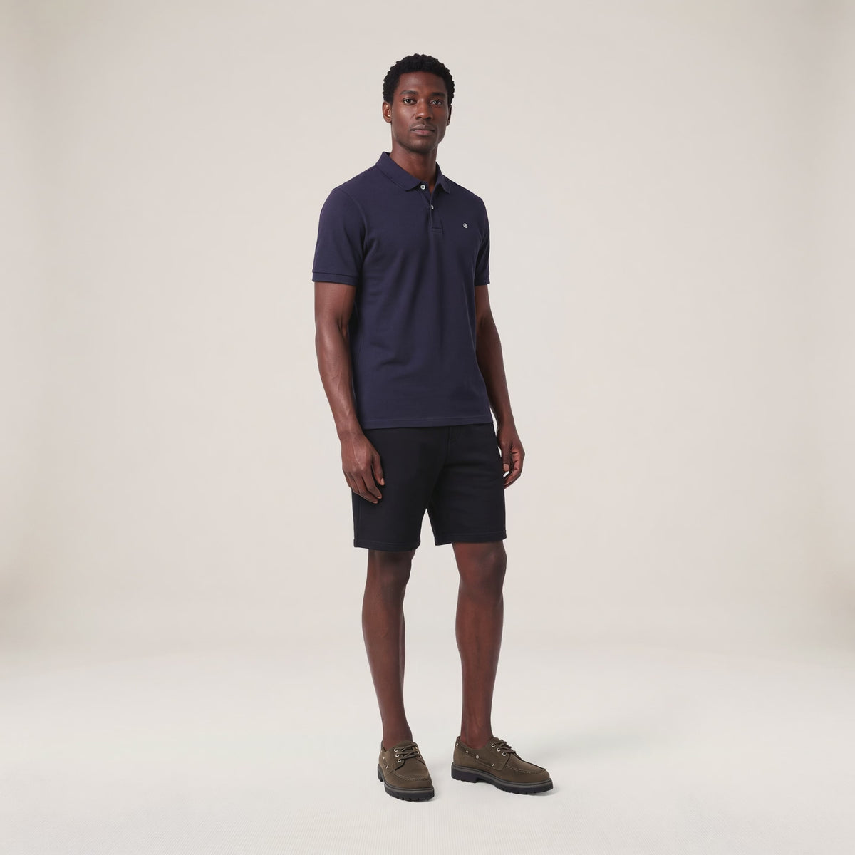 Polo piqué Lucas manches courtes en coton bleu marine