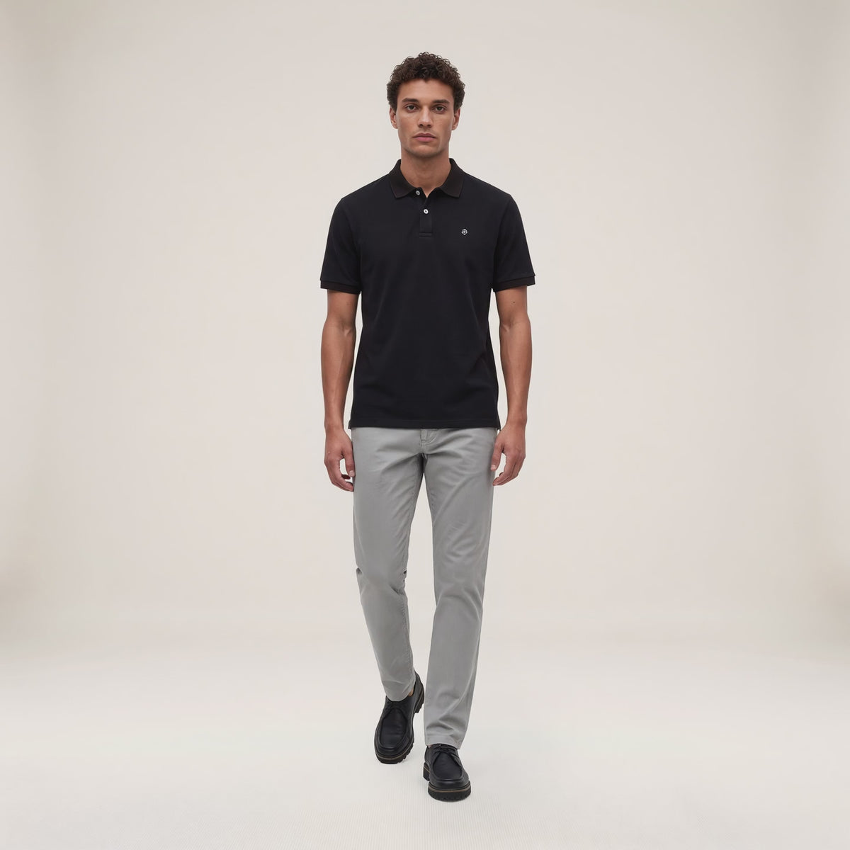 Polo piqué Lucas manches courtes en coton noir