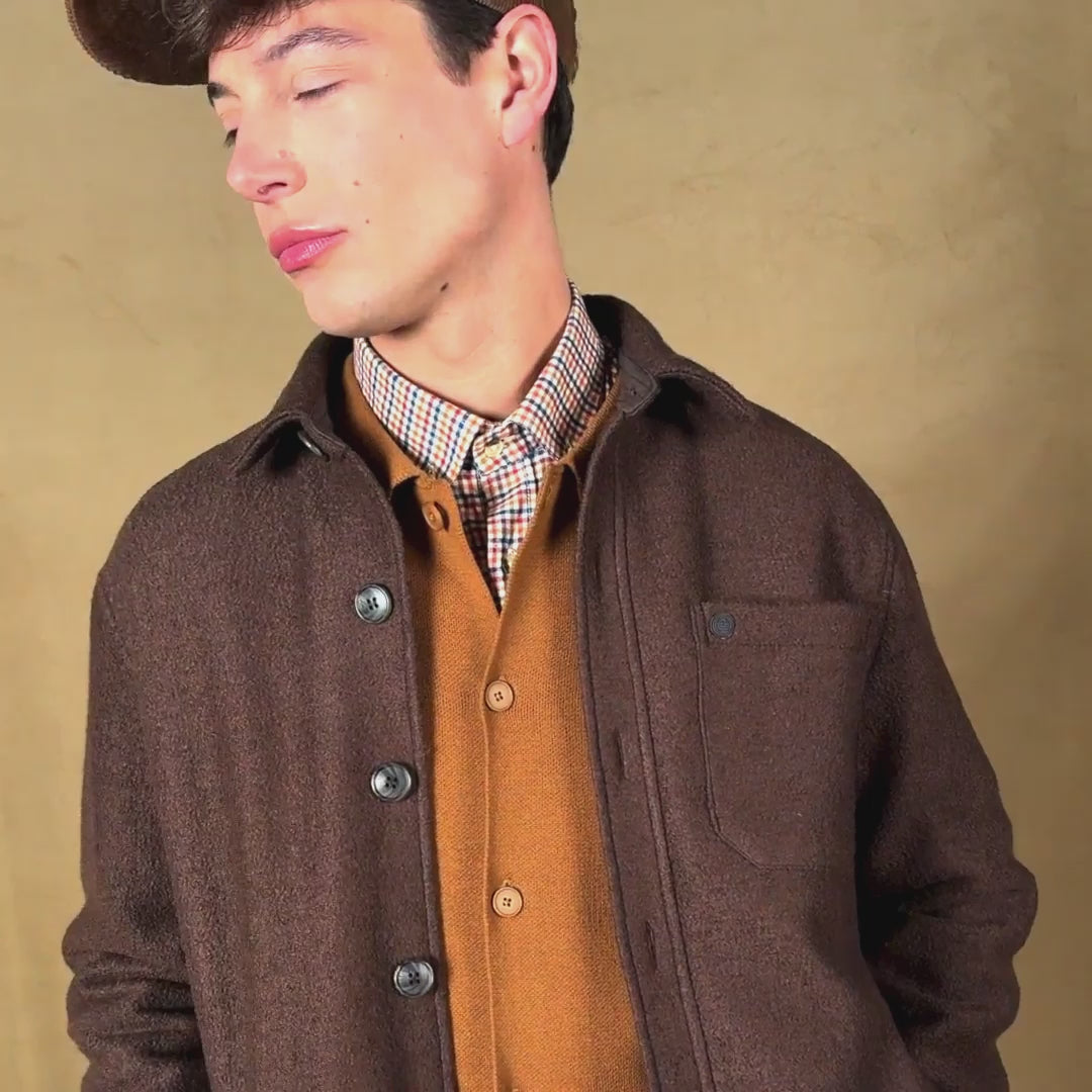 Cardigan col polo marron noisette Messi