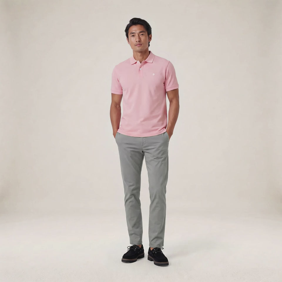 Polo piqué manches courtes 100% coton rose Lucas