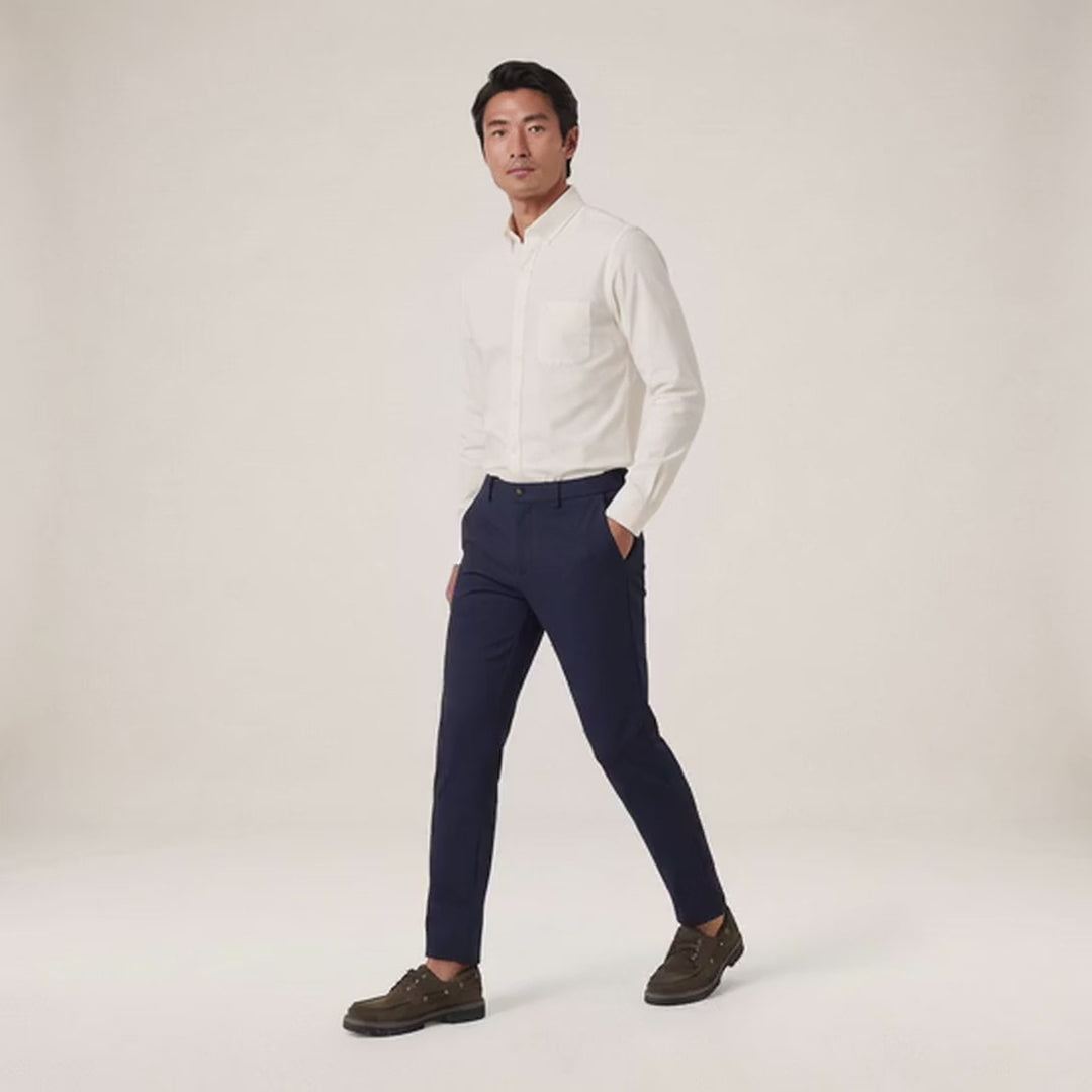 White long-sleeved cotton poplin shirt