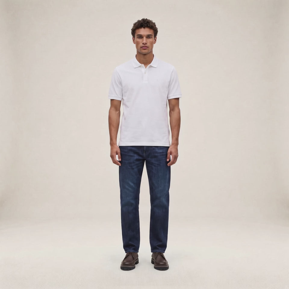 Polo piqué Lucas manches courtes en coton blanc