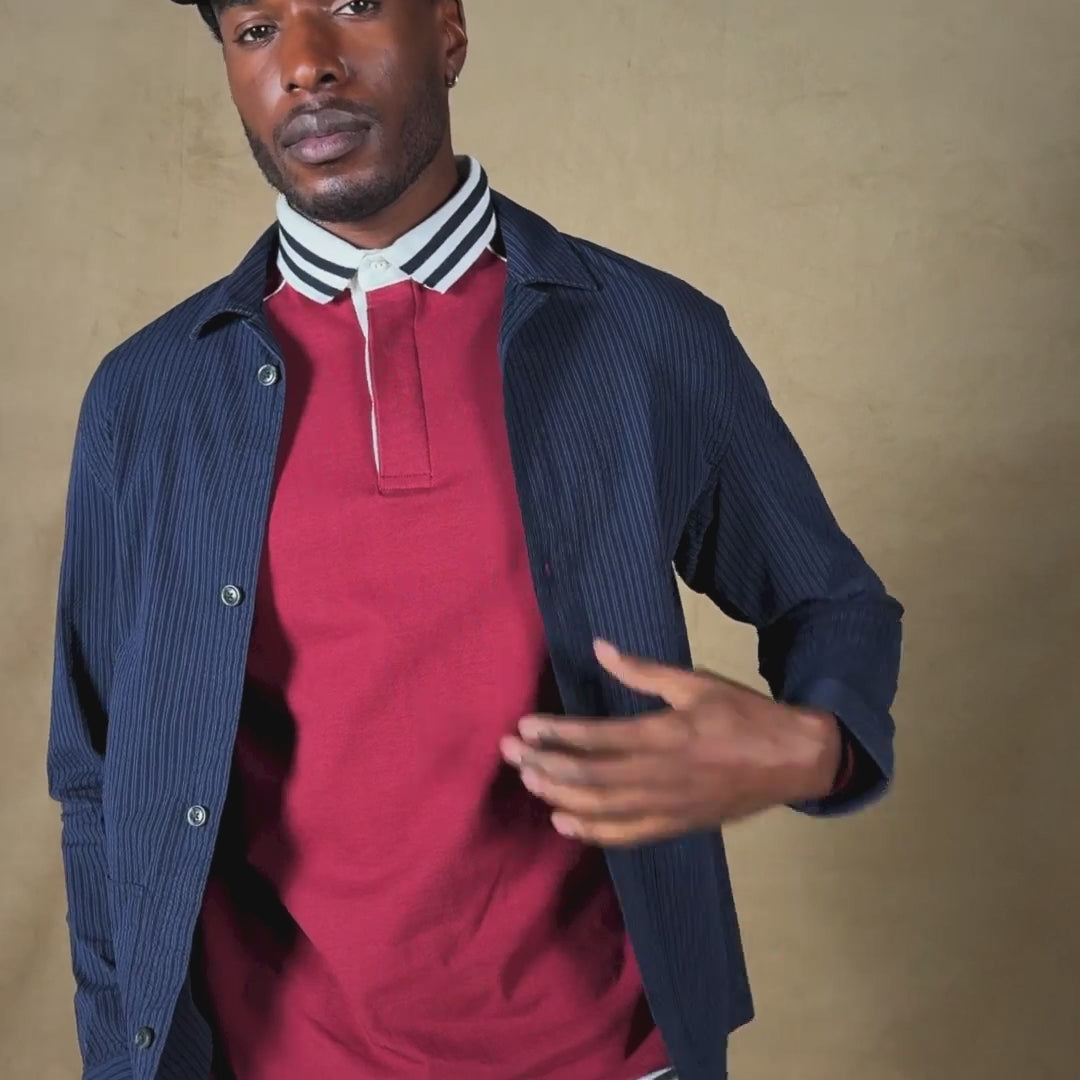 Veste Worker Seersucker bleu dark navy Waël