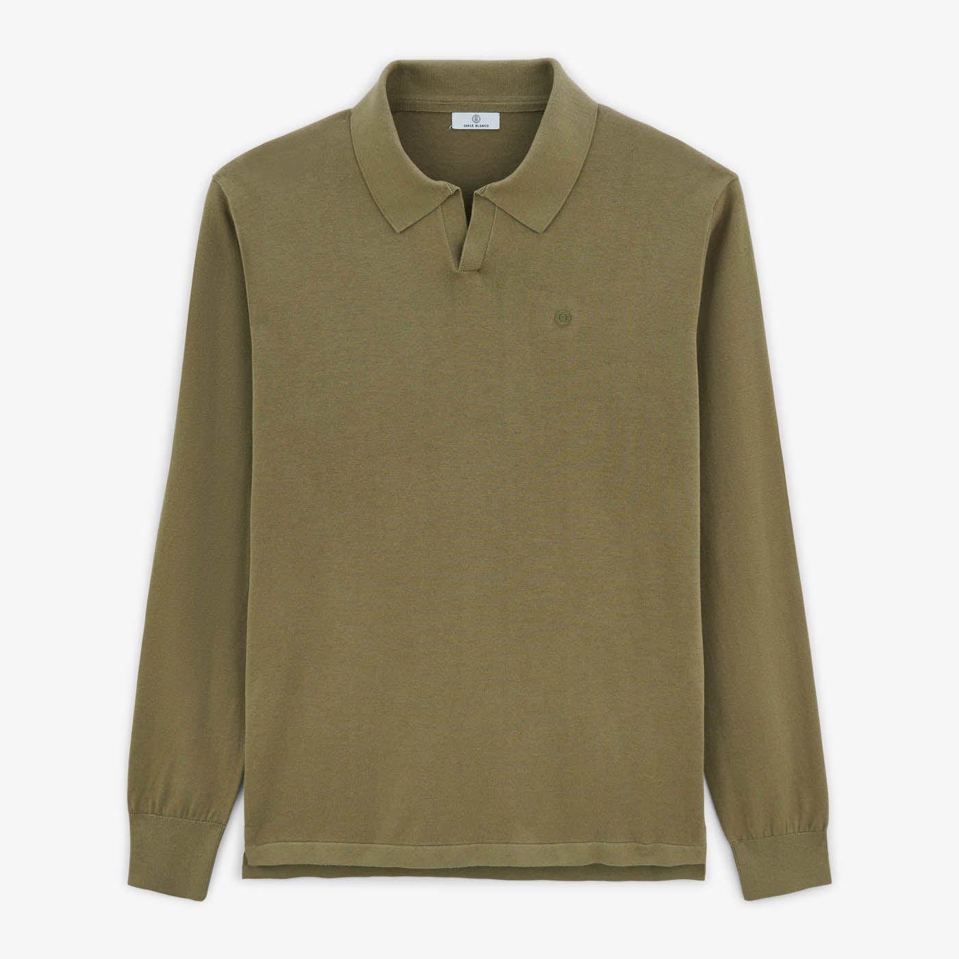 Pull Malo Col Polo En Coton Teck Vert Kaki Homme SERGE BLANCO