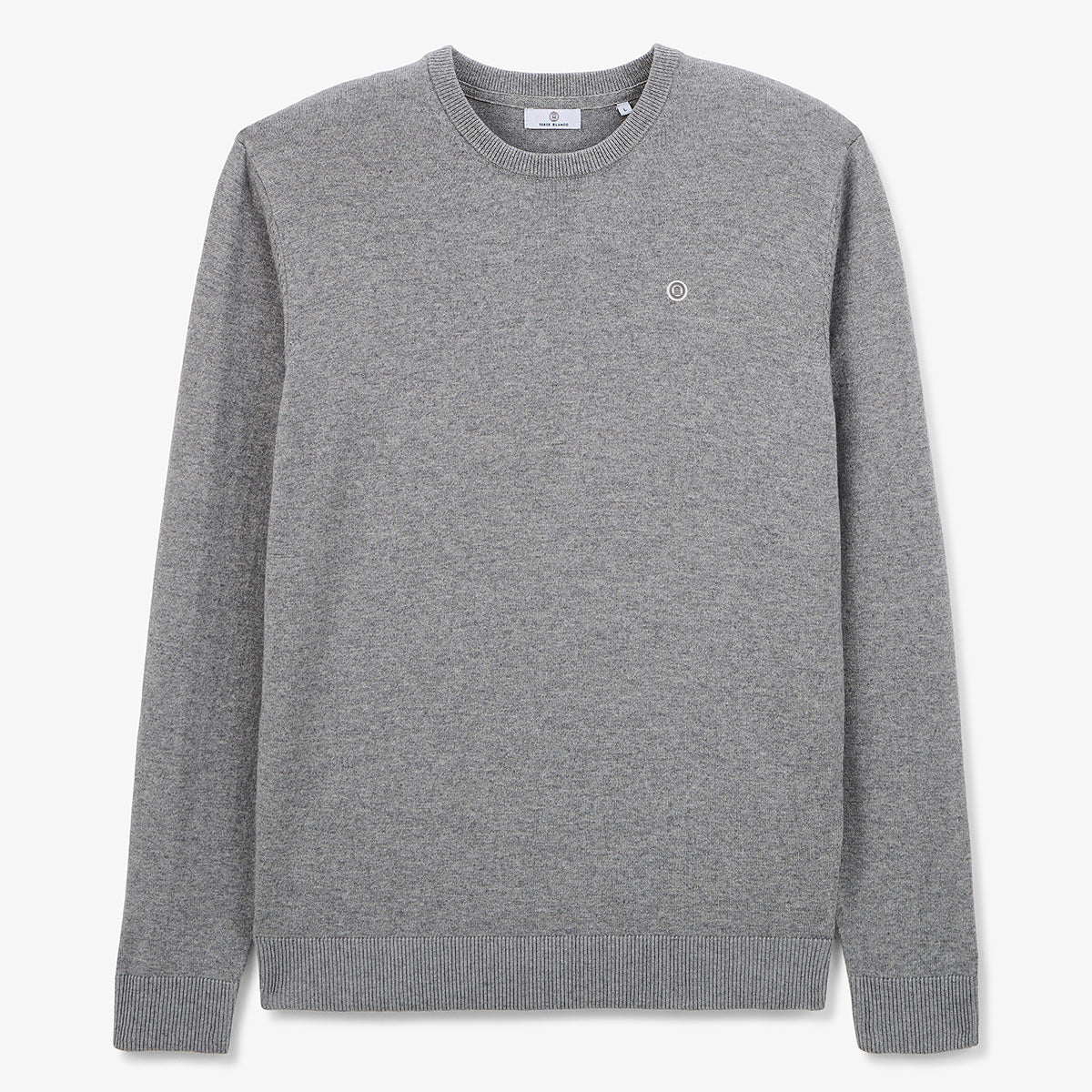 Pull col rond en coton et laine gris chine Maximum HOMME SERGE BLANCO