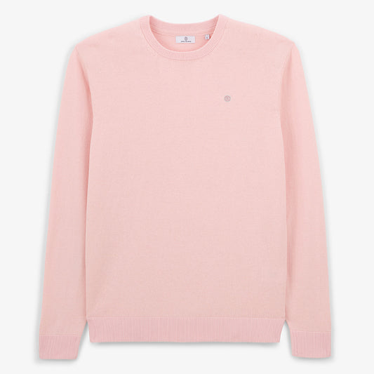 Pull col rond en coton et laine rose Maximum HOMME SERGE BLANCO