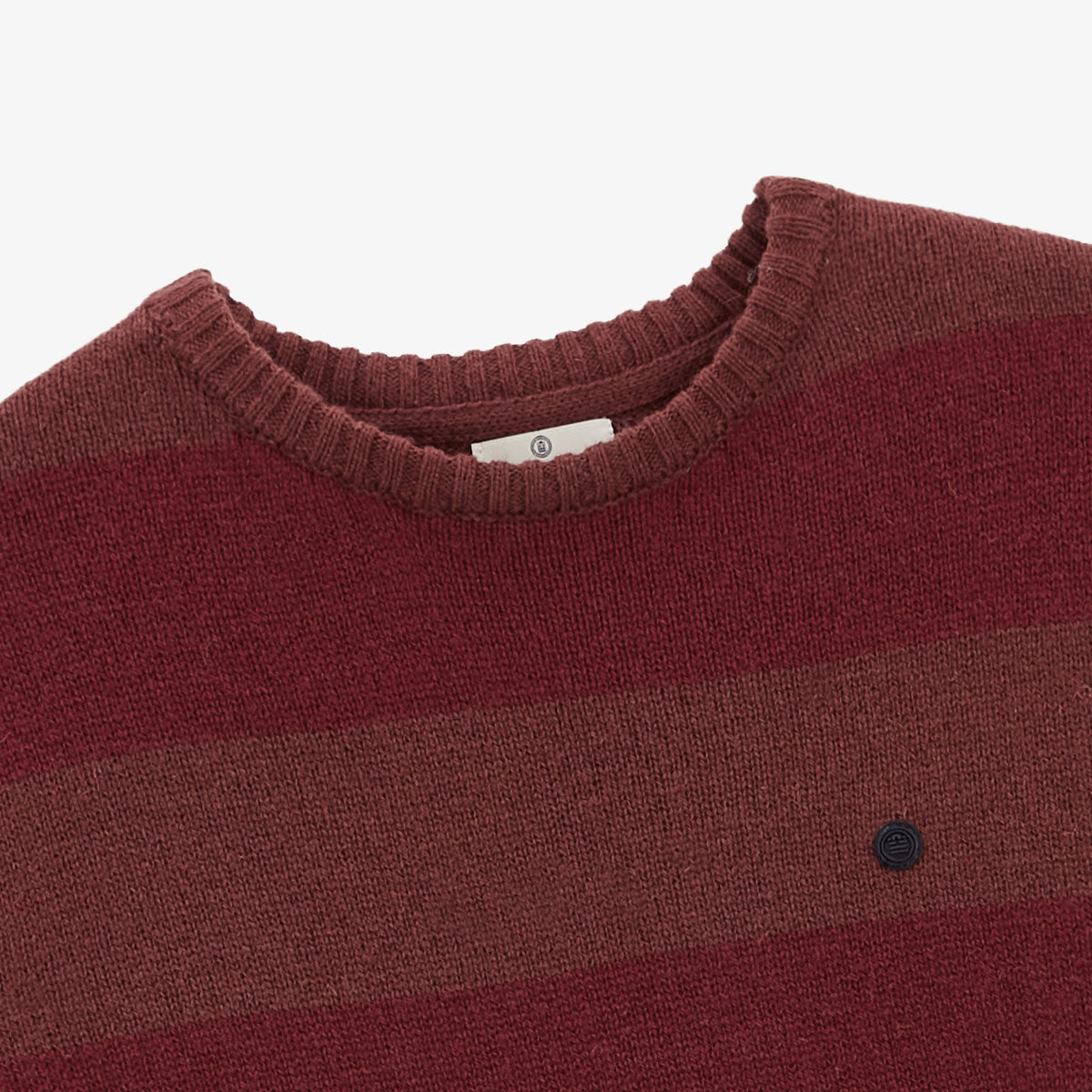 Pull Col Rond En Laine Rouge Merlot Rayé Musa Homme SERGE BLANCO