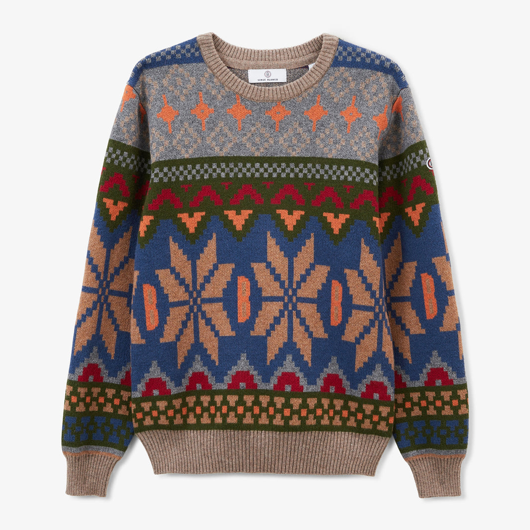 Manel round-neck cotton and wool Jacquard patterned sweater for boys by SERGE BLANCO
