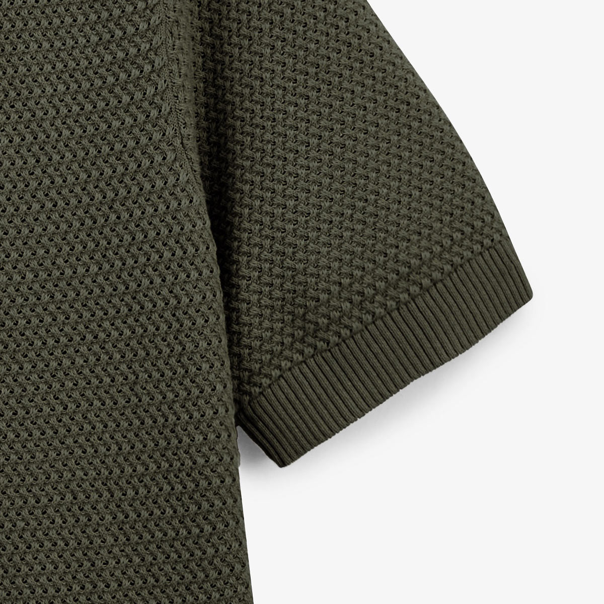 Pull Manches Courtes Col Rond Coton Vert Army Milazzo HOMME SERGE BLANCO